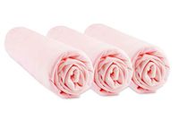 Easy Dort Hoeslaken, bamboe, voor babybed, 60 x 120 cm, roze, 3 stuks