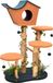 Fudajo Poteau griffoir - 135 cm hoog - plantaardig design met klimop en varen - meubel voor kattenkrabben peluche - kleur groen-oranje - met asymmetrische hut, sisal, hol en platform, ballen