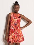 Apricot Mini-jurk met bubbelzoom en abstracte print
