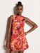 Apricot Mini-jurk met bubbelzoom en abstracte print