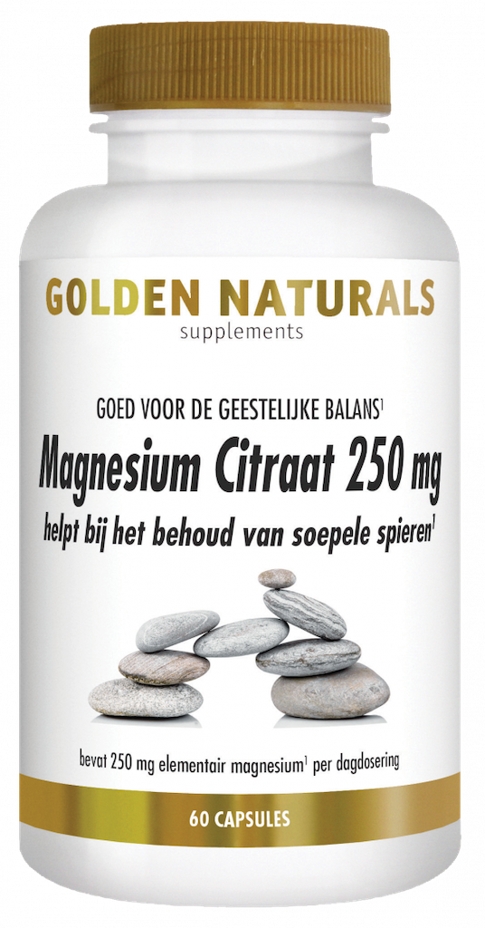 Golden Naturals Magnesium Citraat 250mg Capsules - 8718164643057
