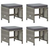 VidaXL Tuinstoel Terras Gecapitonneerde zitting Polyester, Polyrattan, Staal Grijs