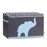Love it Store it Opbergdoos met deksel - Grote stoffen speelgoeddoos - Stevig en extra stabiel - Grijs met blauwe olifant - 62x38x39 cm