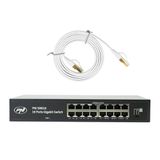 PNI SW016 Switch 16 x 10/100/1000 Mbps, Gigabit, metalen behuizing en 1,5 m CAT8 patchkabel PNI U8015W