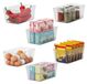 Merkloos Koelkast organizer - Opbergbakje - Doorzichtig met handgrepen - Stapelbaar - 6 stuks - 24 x 13,5 x 11 cm