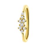 Lucardi - Dames Zilveren ring asymmetrisch zirkonia - Ring - 925 Zilver - Goudkleurig- 17.5 / 55 mm
