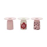 Marimekko Bougeoir Unikko Rose-blanc-bordeaux-or, 3 pièces