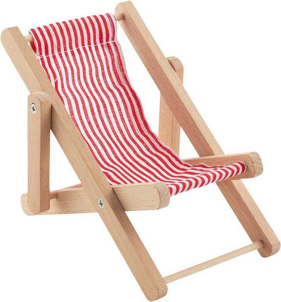 Goki Ligstoel Poppenhuis - Wit/Rood - Hout - Babypop - 4+ jaar