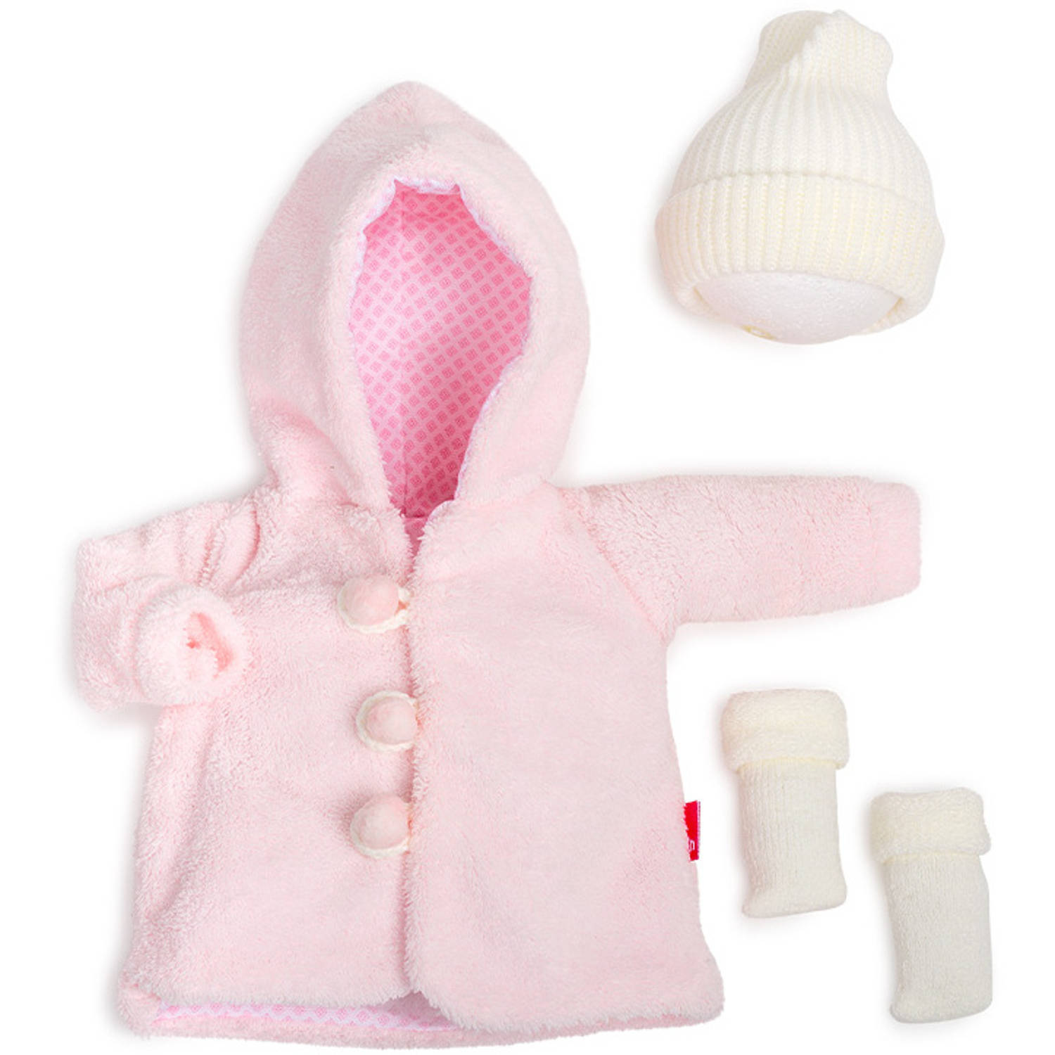 Berjuan Poppenkleding Jas Meisjes 38 Cm Pe Roze/wit