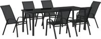 vidaXL Tuinset, 7-delig, zwart, gepoedercoat staal