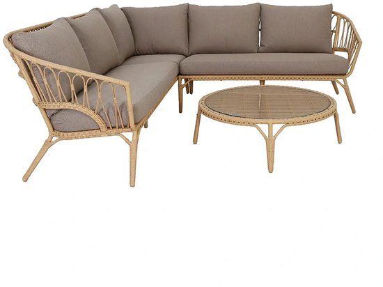 Buitengewoon Boet Forza Potenza Loungeset - Hoek loungeset - 5 zitplekken - Bruin - Wicker
