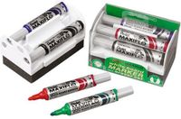 4239 Pentel Maxiflo Boardmarker set met spons (ronde punt fijn), zwart, rood, blauw, groen