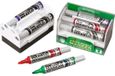 4239 Pentel Maxiflo Boardmarker set met spons (ronde punt fijn), zwart, rood, blauw, groen