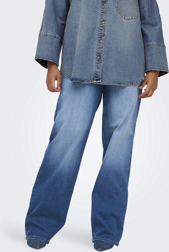 ONLY CARMAKOMA Women's High Waist Wide Leg Jeans - Blue Denim - Size 44