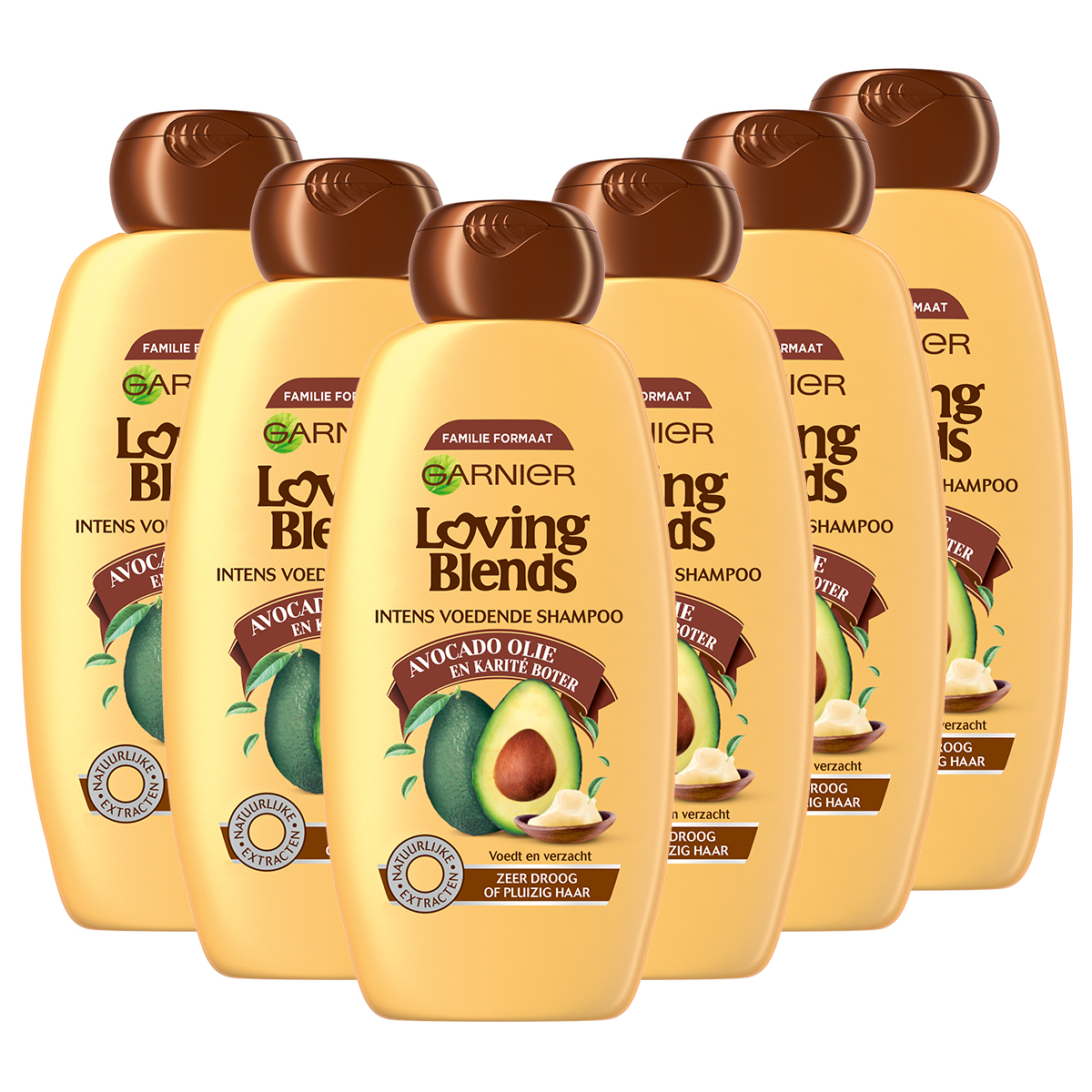 Garnier Loving Blends Avocado Olie & Karité Boter Shampoo - 6 x 600 ml - Droog of Pluizig Haar