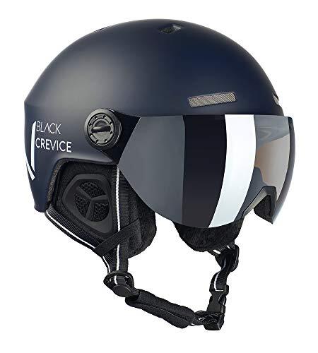 Black Crevice Unisex - volwassenen skihelm SÖLDEN met vizier, navy mat/wit, S (51-54 cm)