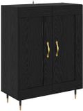 vidaXL Dressoir Zwart Eiken 69,5 x 34 x 90 cm Bewerkt Hout