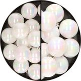 Kaemingk B.V. 28x pièces boules de Noël en plastique nacre blanc 4 et 6 cm
