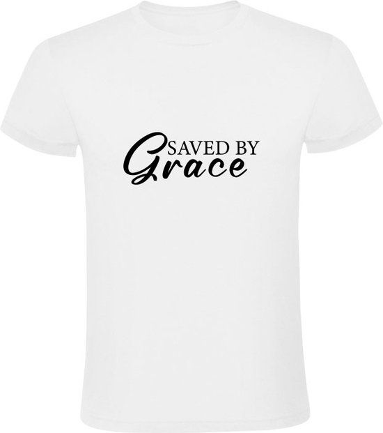Saved by grace Heren T-shirt XL - Wit