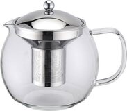 Weis Theepot roestvrij staal/borosilicaatglas zilver met theefilter 1L 17050