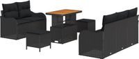 vidaXL Tuinbank Set 3-zits Zwart Polyrattan