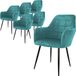 ml-design ECD Germany Set van 6 Eetkamerstoelen Turquoise Fluweel Metaal