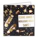 Afie 23052 vierkante kaart met opschrift "Happy Year" in het Engels, goudkleurig, glanzend, 2 fluiten met sterren en ballen, tafeldecoratie voor het kerstfeest – met witte envelop
