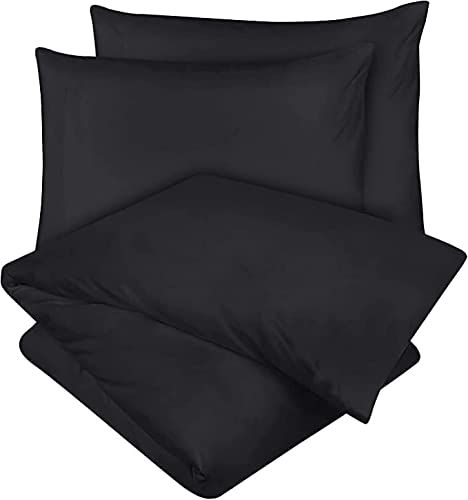 Utopia Bedding Dekbedovertrek Set - Zachte Microvezel Dekbedovertrek 240x220cm met Kussensloop 65x65cm - Beddengoed Dekbedovertrek Set (Zwart)