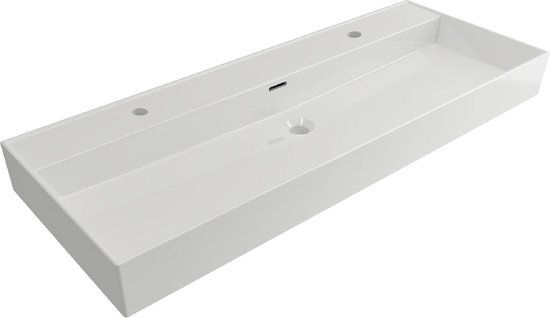 Plieger Kansas wastafel 120x45 cm - wit - met 2 kraangaten