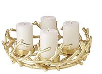 EDZARD Adventskrans Porus, gewei-design, vernikkeld aluminium, goudkleurig, diameter 30 cm, voor kaars diameter 6 cm