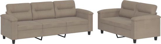 vidaXL 2-delige Loungeset met kussens microvezelstof taupe