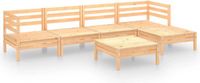 vidaXL 6-delige hoek loungeset massief grenenhout bruin inclusief tafel