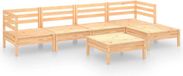 vidaXL 6-delige hoek loungeset massief grenenhout bruin inclusief tafel