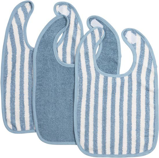 Meyco Baby Fat Stripe Slab - 3-pack - Jacquard Badstof - Jeans Blue