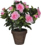 Mica Decorations Kunstplant - Azalea - Groen/Lichtroze - 27 cm