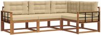 vidaXL - Acacia Houten Loungeset - Hoek Loungeset - 4-delig - Natuurlijk en Beige