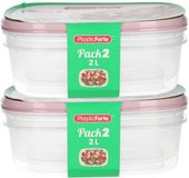 PLASTICFORTE Boîtes de conservation - 4x pièces - 2 litre - réutilisable - transparent/rose - plastique - micro-ondes - congélateur