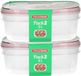 PLASTICFORTE Boîtes de conservation - 4x pièces - 2 litre - réutilisable - transparent/rose - plastique - micro-ondes - congélateur