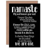 Groeting Gift Quote Typograaf Tekst Namaste Blackboard Definitie Verzegelde Groeting Card Plus Envelop Blank Binnenkant Cadeau Citaat