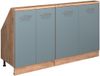 Vicco R-Line Keukenkast voor schuine wand – 140 cm Set van 2 Blauw-grijs/gouden eik