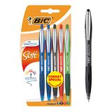 Bic Atlantis Soft BIC Balpennen - Bijpassende kleuren, Blister van 5