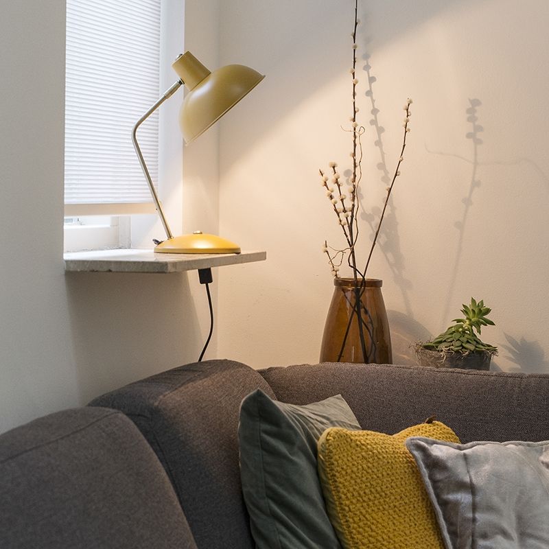 QAZQA Milou Tafellamp - Geel/Brons - 8718881087547