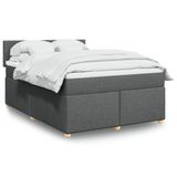 vidaXL Boxspringbed met matras, donkergrijs, 160x200 cm, gestoffeerd