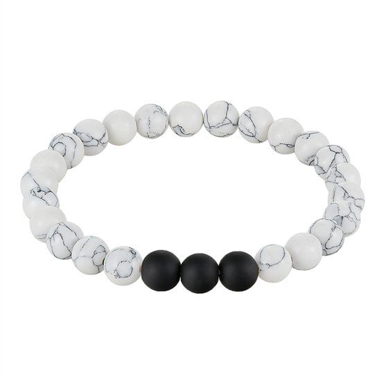 Memphis Accessories Kralen armband Heren Howliet Agaat Wit Zwart