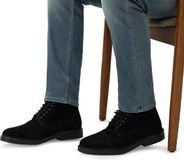Manfield - Heren - Zwarte suède veterboots - Maat 41