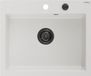 Mexen Elix granieten gootsteen 1-baks 600 x 500, blanc, siphon noir