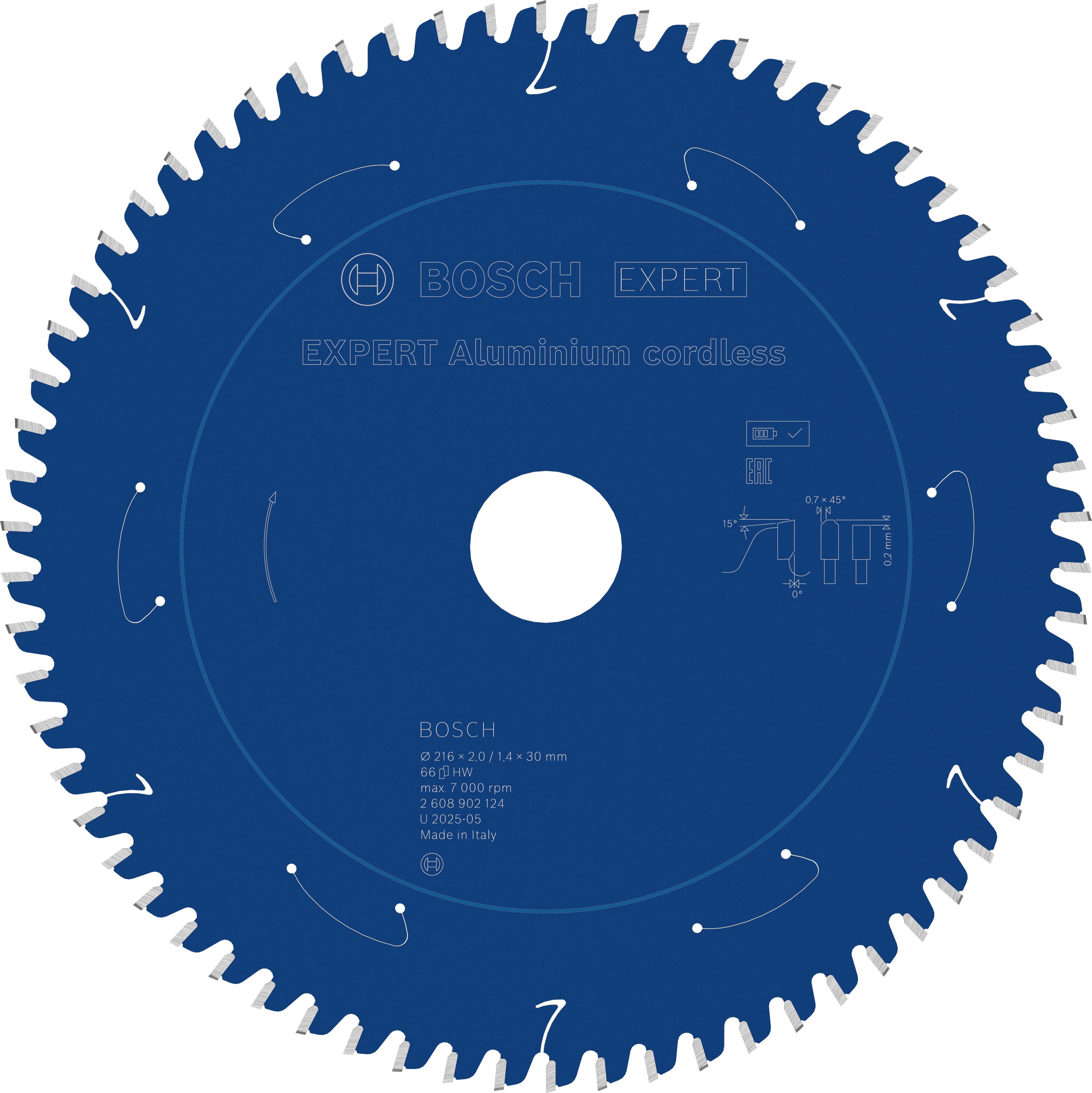 Bosch Accessoires EXPERT Aluminium cordless Cirkelzaagblad | 216 x 2/1,4 x 30 mm | T66 - 2608902124