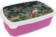 MuchoWow Boîte à pain Rose - Lunchbox - Jungle - Flamant rose - Zèbre - 18x12x6 cm - Sans BPA