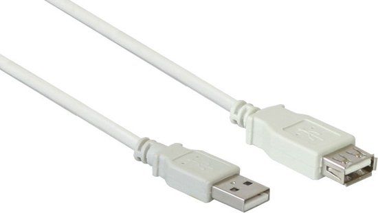 Alcasa - USB 2.0 A Male naar USB 2.0 A Female Verlengkabel - 3 m - Wit