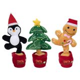 Svenska Living Kerstplush zing/licht/dans 35cm 3 assorti